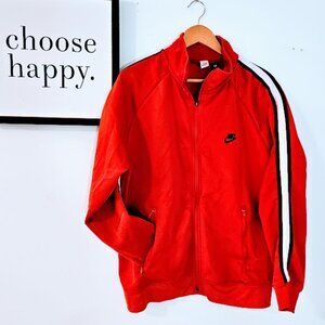 Nike Red Track Jacket Full Zip Black White Stripe Men’s M Athletic Activewear